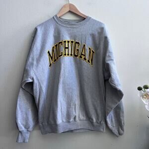 Steve & Barrys MICHIGAN University Sportswear Gray Heavy Duty Pullover Sweater L